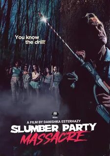 Маньяк с дрелью на постере фильма The Slumber Party Massacre