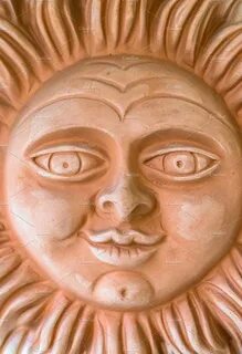 Terracotta sun face Ceramic sun, Sun art, Art