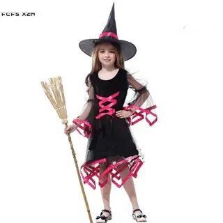 Fancy Girls Sorceress Magician Cosplay Halloween Witch Costu