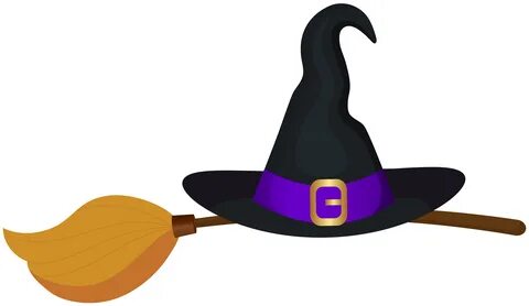 Halloween clipart broom bat witch hat swirl cauldren PNG fil