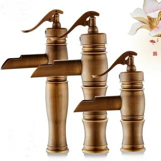 3 Types copper bamboo style basin faucet antique, Brass kitc