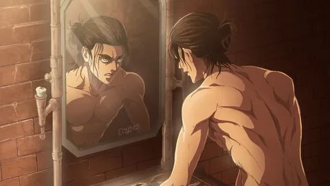 Attack On Titan Eren Yeager In Front Of Mirror Seeing His Fa