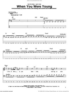 Killers - When You Were Young sheet music for bass (tablatur