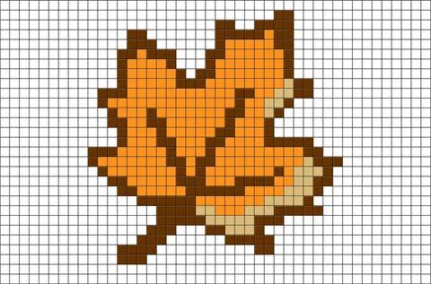 Autumn Leaf Pixel Art Pixel art pattern, Pixel art grid, Pix