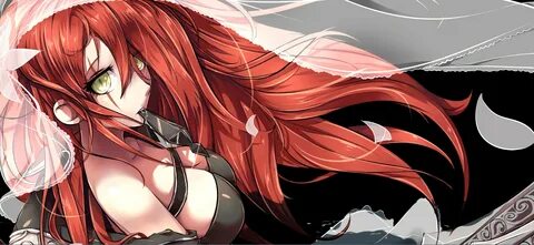 Wallpaper : illustration, redhead, long hair, anime girls, green eyes, Leag...