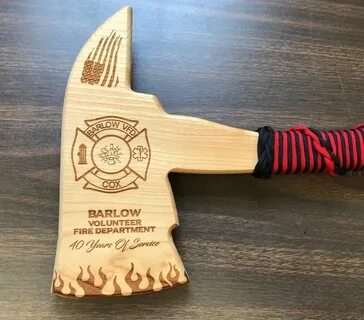 Firefighter Axe Award Custom Laser Engraved-Cherry Wood Lase