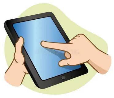 Hands Using Touch Screen Digital Tablet Stock Illustrations 