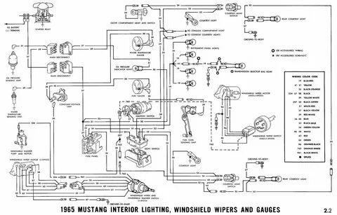 1965 65 Ford Mustang Full Color Laminated Wiring Diagram 11"