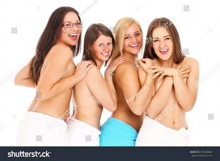 Стоковая фотография 184368044: Group Young Topless Women Tow
