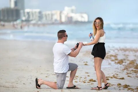 South Pointe Park Beach Proposal Photographer Sunset Session