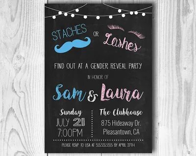 Staches or Lashes Printable Gender Reveal Invitation The Bab