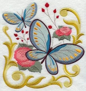 VICTORIAN FLUTTERBY 1-machine Embroidered Quilt Blocks azeb 