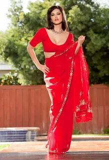 Sunny Leone looking hot in Red Saree - BLON MODELS