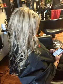 Platinum blonde with lowlights and dark brown underneath Blo