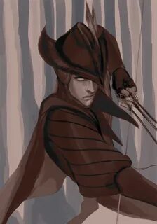 Safebooru - berserk blank eyes bow (weapon) cape forest hat 