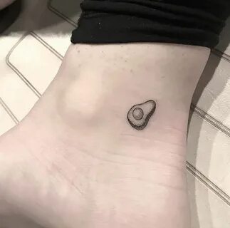 Tiny black and gray with dot work avocado delicate ankle tat