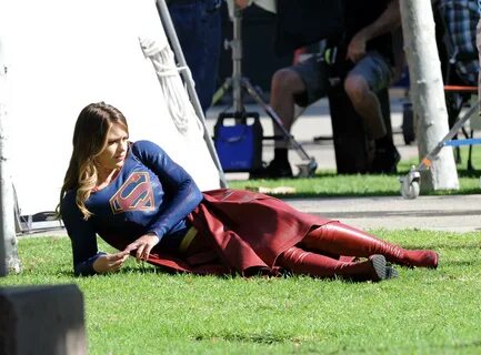 Melissa Benoist on the set of Supergirl -13 GotCeleb