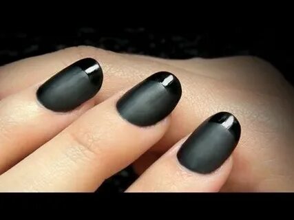 ▶ YSL inspired Tuxedo Nails - black french manicure tutorial