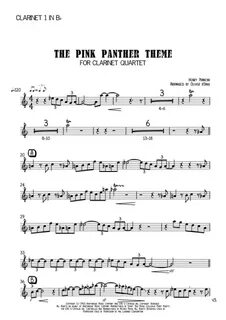 The Pink Panther For Clarinet Quartet Music Sheet Download -