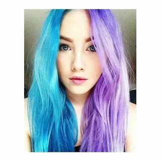 Half blue half purple hair ❤ liked on Polyvore featuring acc
