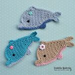 Crochet dolphin appliqué pattern DIY Etsy