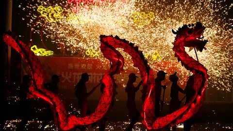 Molten iron fireworks show put on to greet Chinese New Year 
