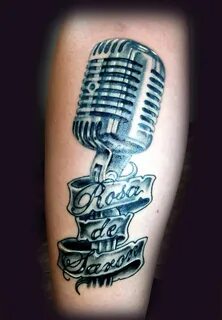 Music Notes And Microphone Tattoo Design by Akadrowzy Tattoo