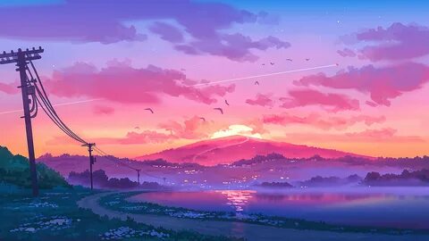 Sunset Mountain Beautiful Art Scenery Landscape HD 4K Wallpa