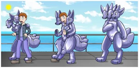 A rubber toy full of silver shiny two-headed fox tf by Himui