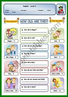 HOW OLD ARE THEY - ESL worksheet by xani