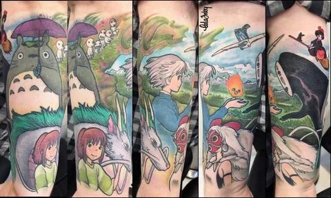 Miyazakai Half Tattoo Sleeve - Studio Ghibli Movies