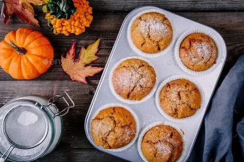 Homemade Autumn Pumpkin Muffins Stock Photo by nblxer PhotoD