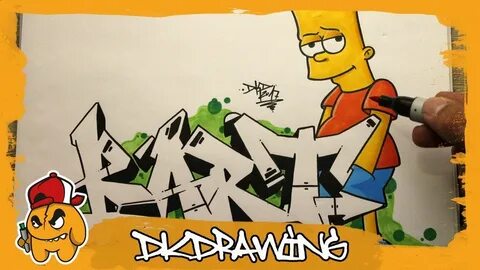 How to draw graffiti letters Bart & Bart Simpson Character (