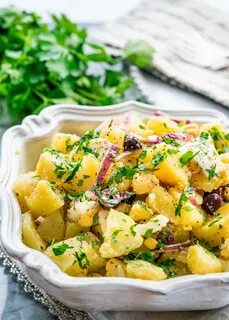 Oriental Potato Salad with olives, eggs and red onions! An e