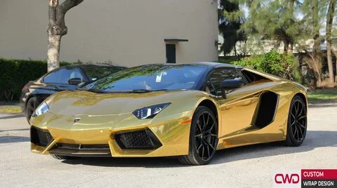 Gold Chrome Wrap Lamborghini Aventador - cwdwrap.com