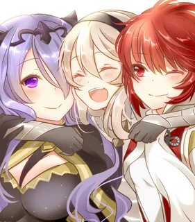 Safebooru - 3girls arm around neck armor camilla (fire emble