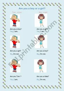 Are you a boy or a girl? - ESL worksheet by elamal