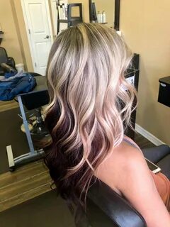 Balayage blonde with red underneath Blonde hair tips, Dark u