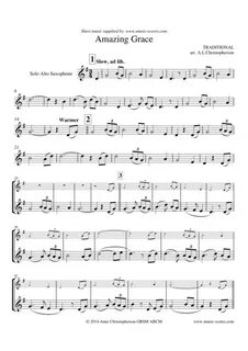 Amazing Grace Solo Alto Sax Music Sheet Download - TopMusicS