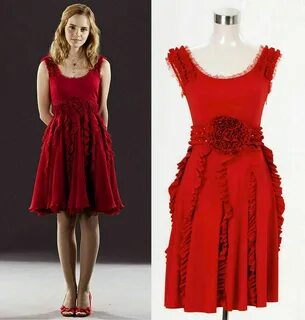 ✔ and the Deathly Hallows Hermione Granger Red Dress Cosplay