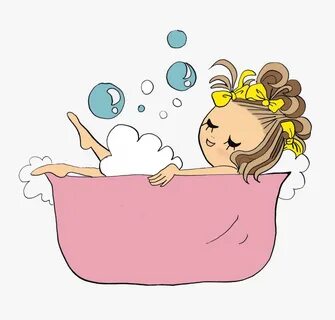 Bathtub Drawing Bathing Cartoon Clip Art - Cartoon Of Girl I