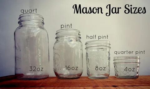 Jar Sizes Mason jar sizes, Mason jars, Quart mason jars
