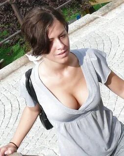 Looking down woman boobs