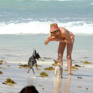Rose McGowan in a Multi-Coloured Bikini - Beach in Tulum 03/