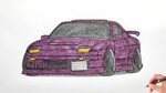 How to draw a NISSAN 240SX 1990 / drawing 3d car / coloring 