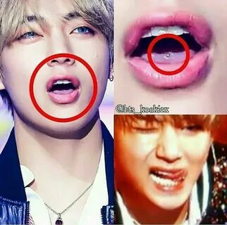 BTS memes and photos Book 2 - 25- Taehyung's tongue piercing