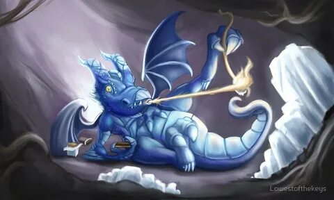 "Blue Dragon Making S'mores" by Lowestofthekeys Redbubble