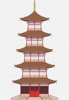 Ilustrasi rumah cokelat dan putih, pagoda Jepang Pagoda Raks