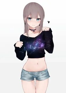 Anime big boob girl crop top hoodie