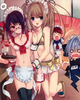 Safebooru - :d absurdres apron arm hug bare shoulders bikini